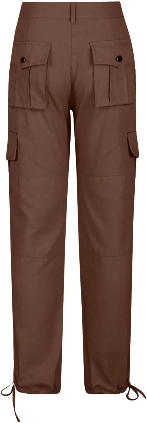 Cargo Pants for Women Low Rise Fashion Casual Tapered Pants Outdoor Hiking Work Travel Trousers with Pockets