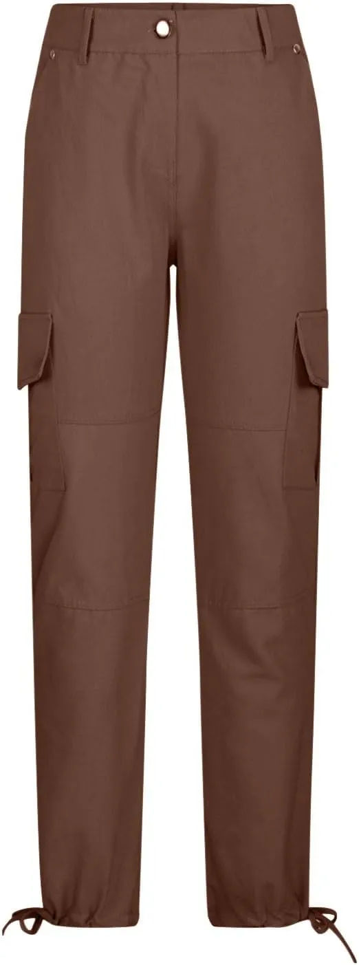 Cargo Pants for Women Low Rise Fashion Casual Tapered Pants Outdoor Hiking Work Travel Trousers with Pockets
