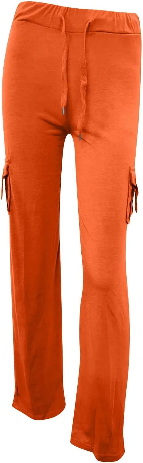 Cargo Yoga Pants with Pockets for Women Slim Fit Tight Barely Flare Leg Pants Stretch Athletic Workout Gym Pants