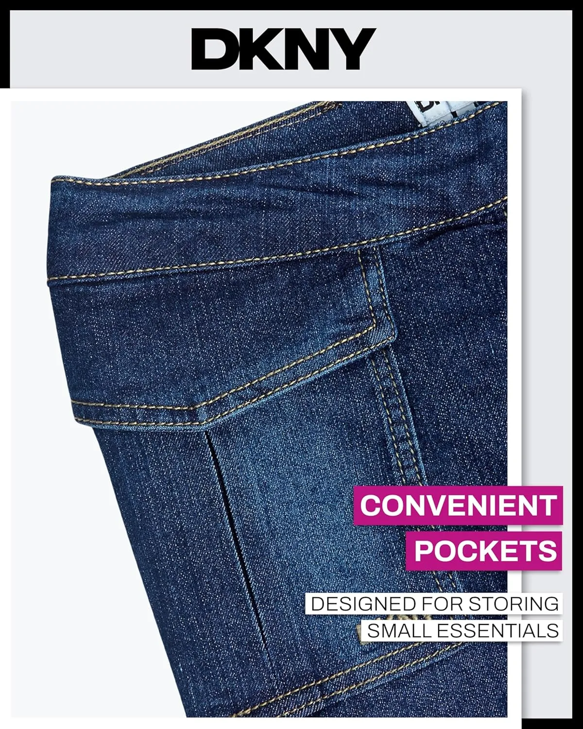 DKNY Girls' Denim Skort - High-Waisted Casual Everyday Mini Skort Skirts for Girls with Pockets (Sizes: 7-16)