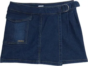DKNY Girls' Denim Skort - High-Waisted Casual Everyday Mini Skort Skirts for Girls with Pockets (Sizes: 7-16)