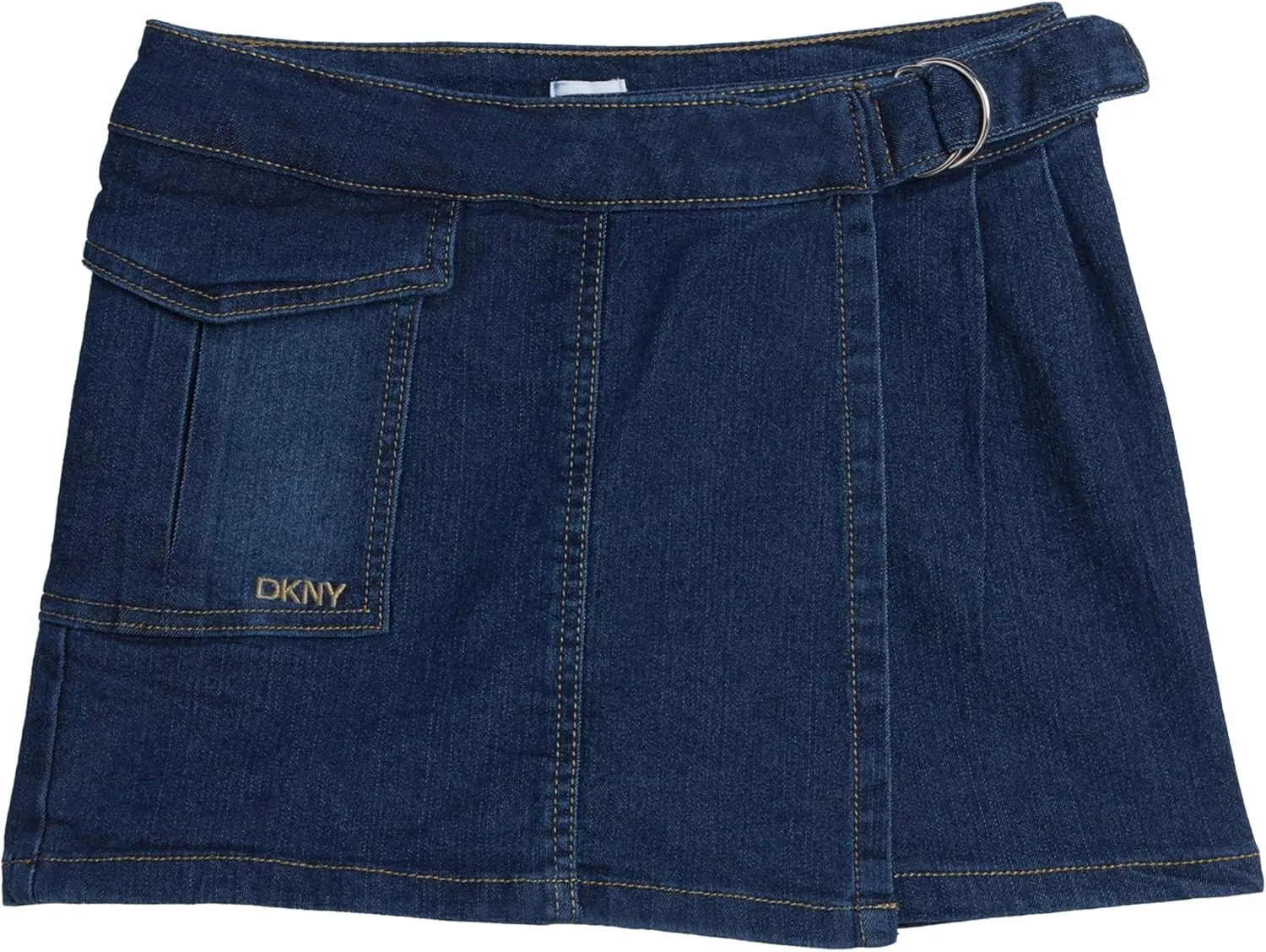 DKNY Girls' Denim Skort - High-Waisted Casual Everyday Mini Skort Skirts for Girls with Pockets (Sizes: 7-16)