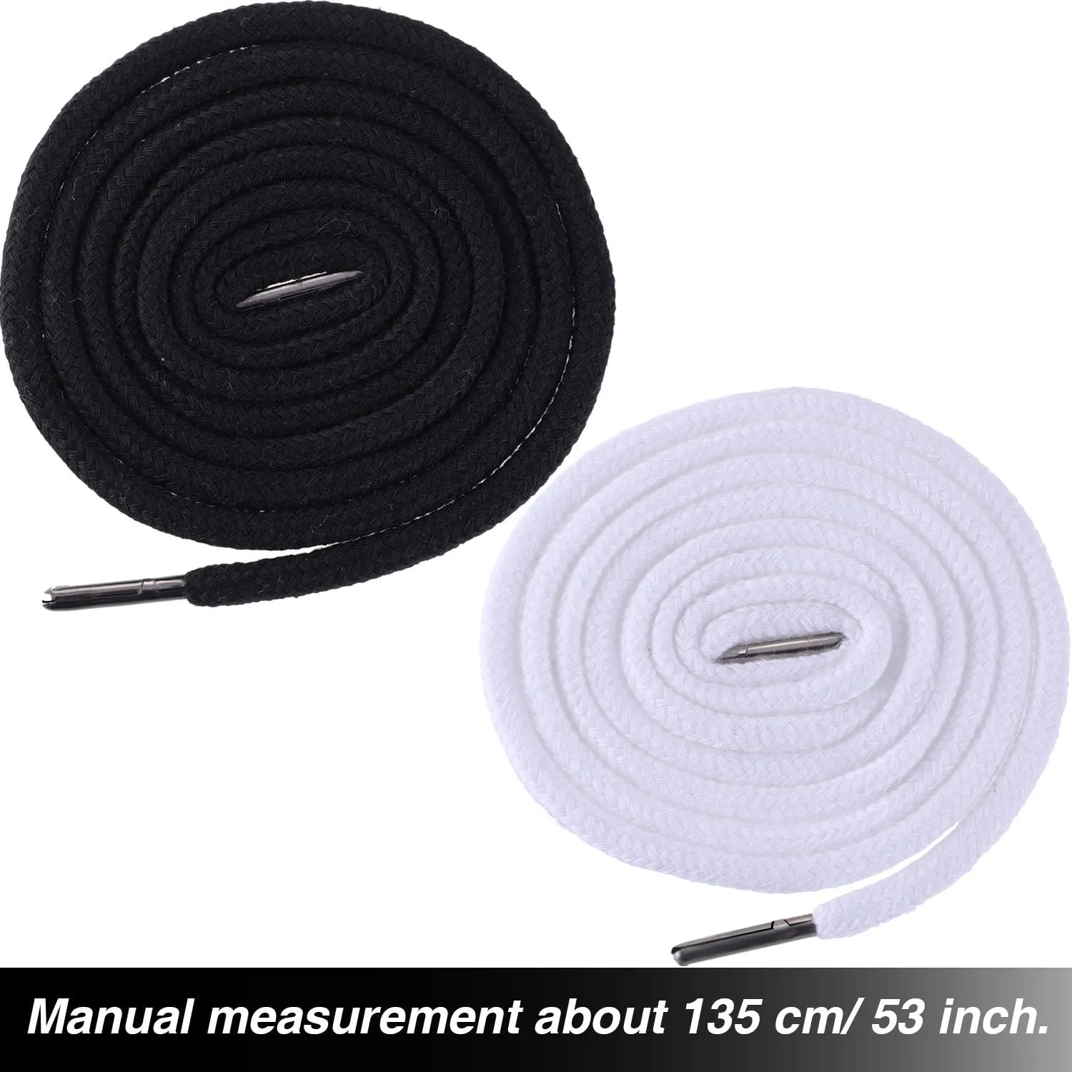 Drawstring Cords Replacement Drawstrings with Easy Threader for Sweatpants Shorts Pants Jackets Coats (Black, White)