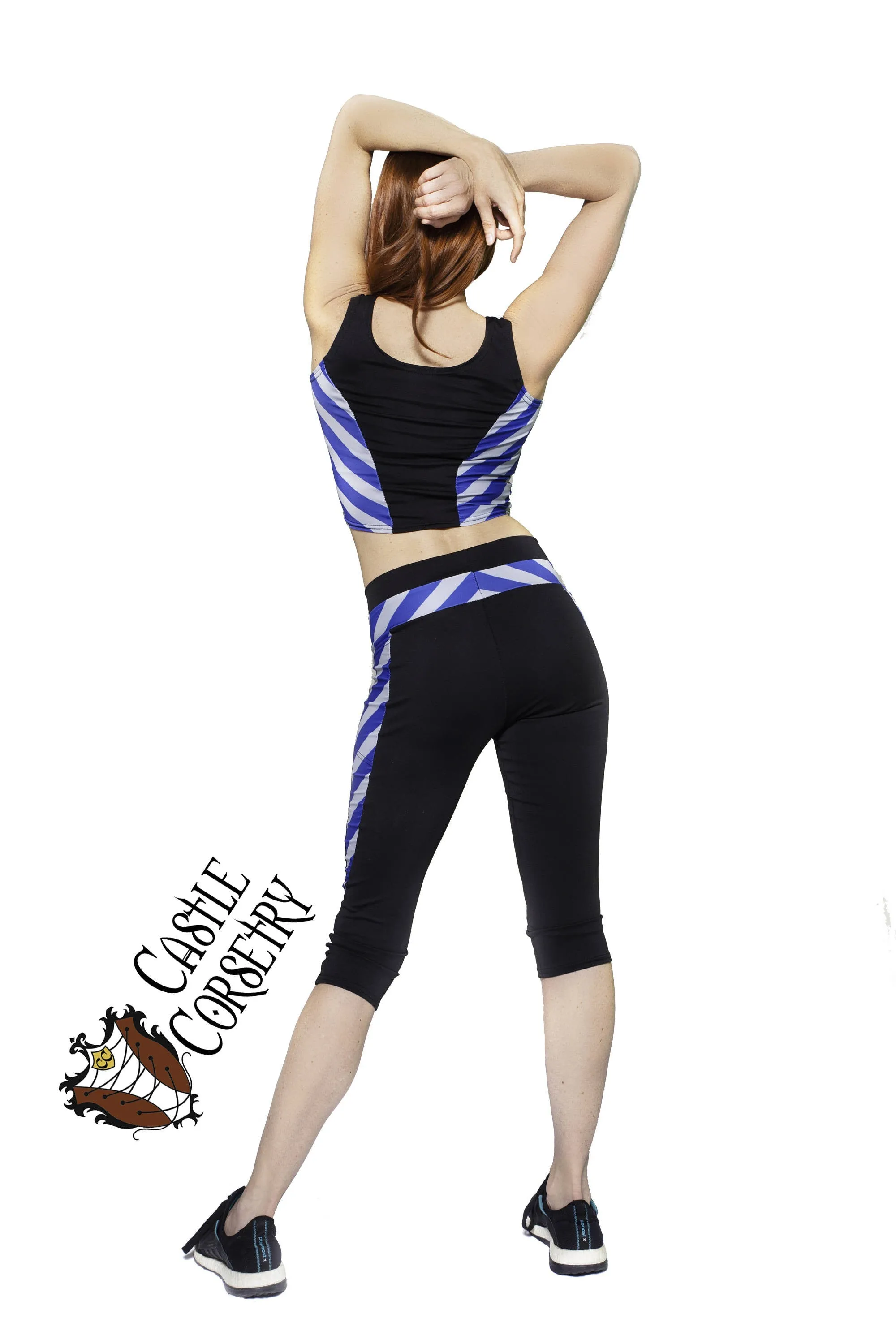Large Blue #BasicWitchWear Workout Capri Pants
