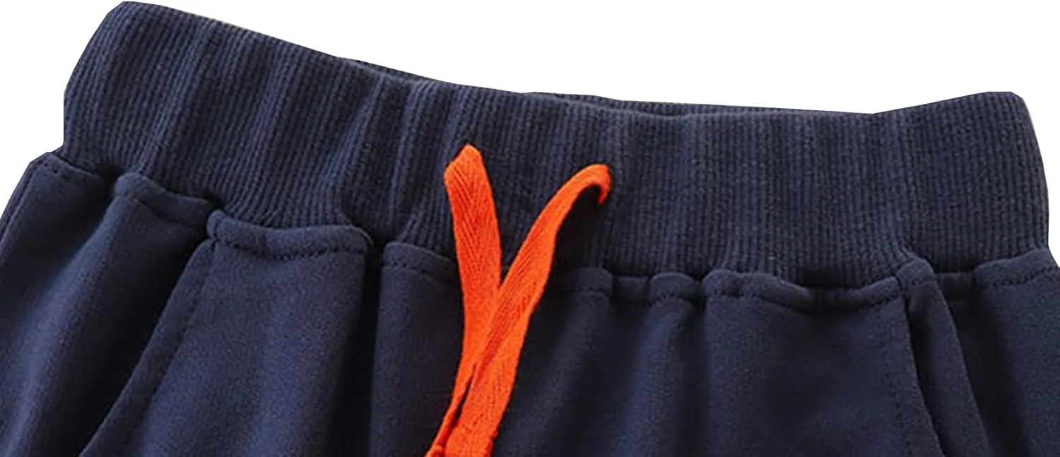 Mud Kingdom Little Boys Girls Christmas Sweatpants Elastic Waist Joggers Embroidered Pattern Sweat Pants with Pockets