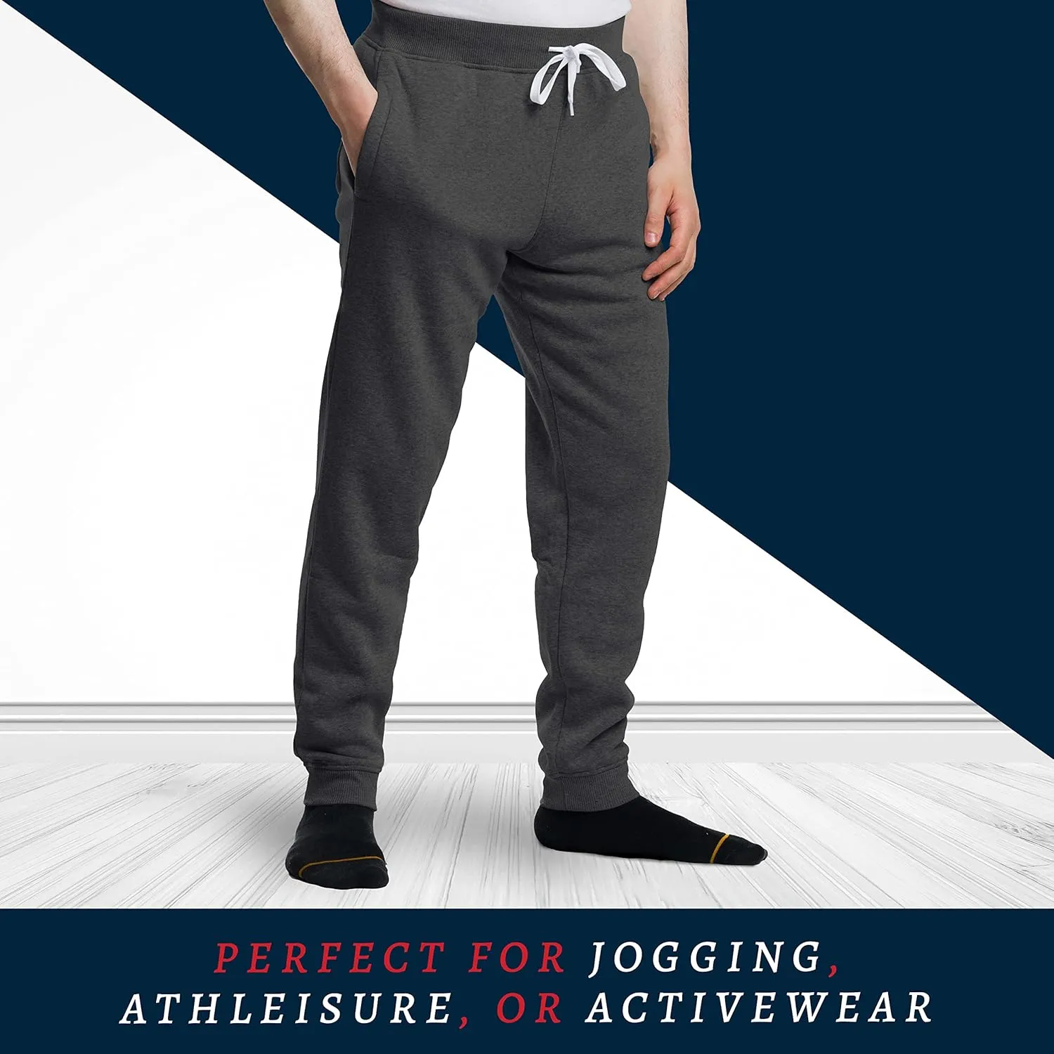 Premium Wear Mens Jogger Sweatpants - Lightweight, Super Soft, 100% Polyester | Elastic Drawstring, Deep Pockets, Tag-Free