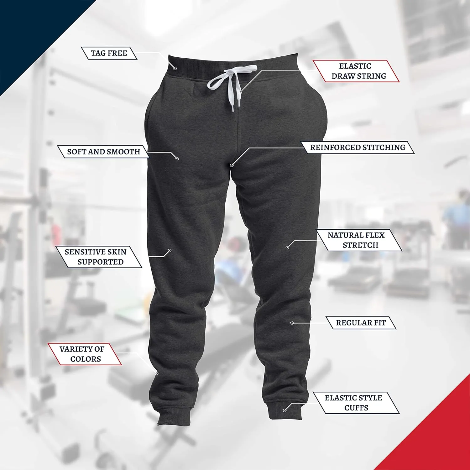 Premium Wear Mens Jogger Sweatpants - Lightweight, Super Soft, 100% Polyester | Elastic Drawstring, Deep Pockets, Tag-Free