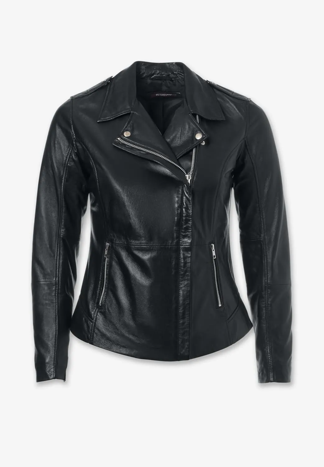 Roaman's Women's Plus Size Leather Moto Jacket