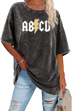 Teacher Shirts for Women Oversized Tshirts Teacher Appreciation Gifts Shirt Letter Printed Short Sleeve Tee Shirts