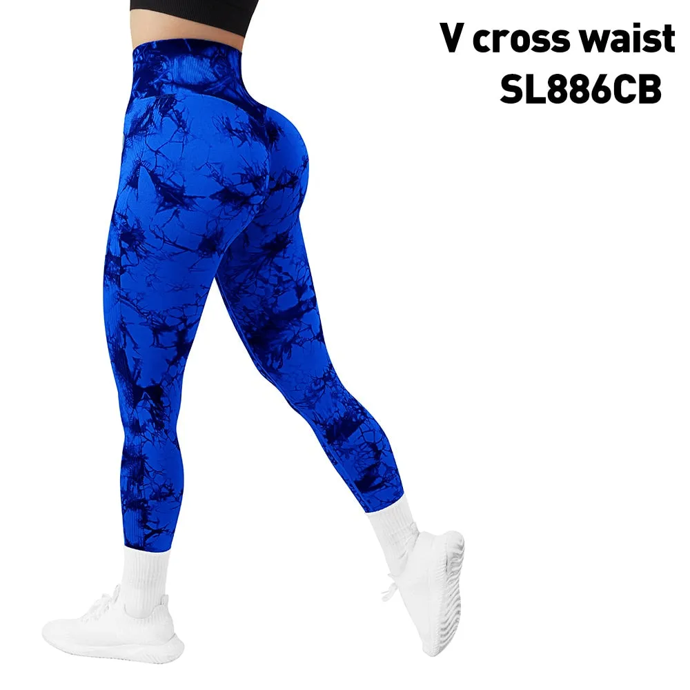 Tie Dye Fitness Legging Woman Push Up Workout Sport Leggings Scrunch Butt Outfit Gym Seamless Legging Pants