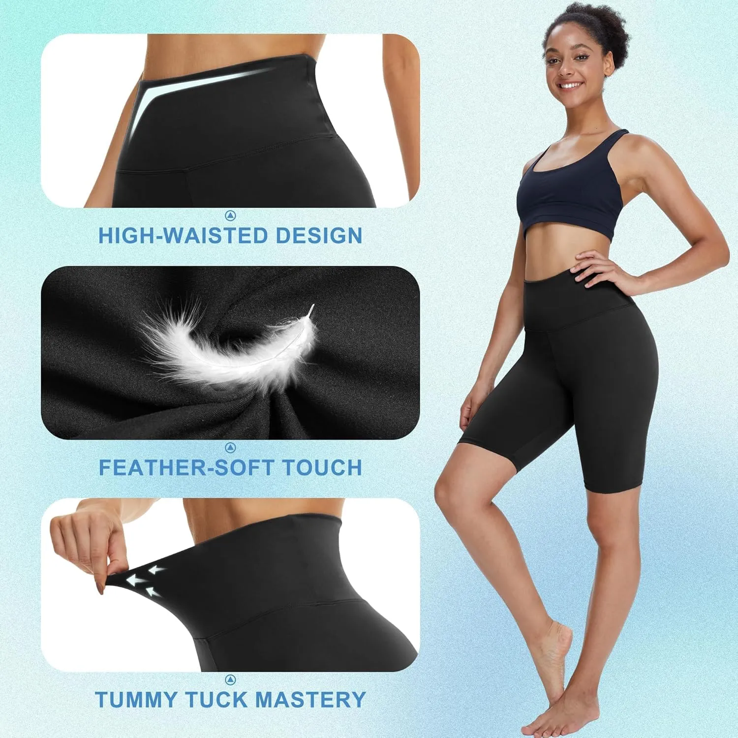 TNNZEET Biker Shorts Women - 8"/5"/3" High Waisted Tummy Control Workout Gym Spandex Booty Yoga Volleyball Shorts