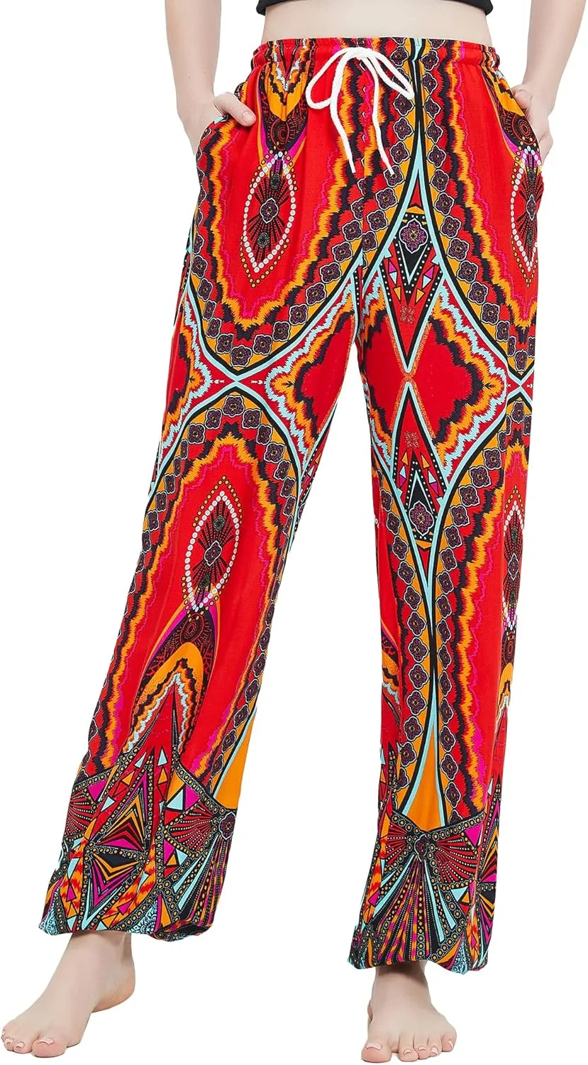 Urban CoCo Women's Floral Print Summer Boho Pants Harem Beach Vacation Pants