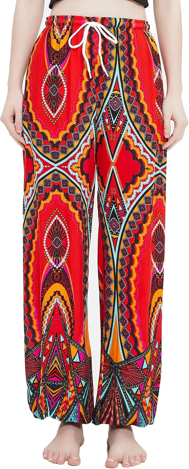 Urban CoCo Women's Floral Print Summer Boho Pants Harem Beach Vacation Pants