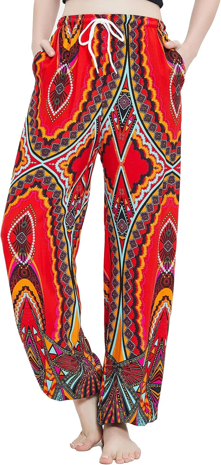 Urban CoCo Women's Floral Print Summer Boho Pants Harem Beach Vacation Pants