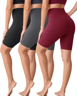 VALANDY Creamlush 3 Pack Biker Shorts for Women -8" High Waisted Soft Stretchy Spandex Athletic Yoga Shorts