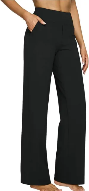 Vaultti Flex Trousers for Women,Yoga Pants with Pockets Business Casual Dress Pants High Waisted Straight Leg Pants