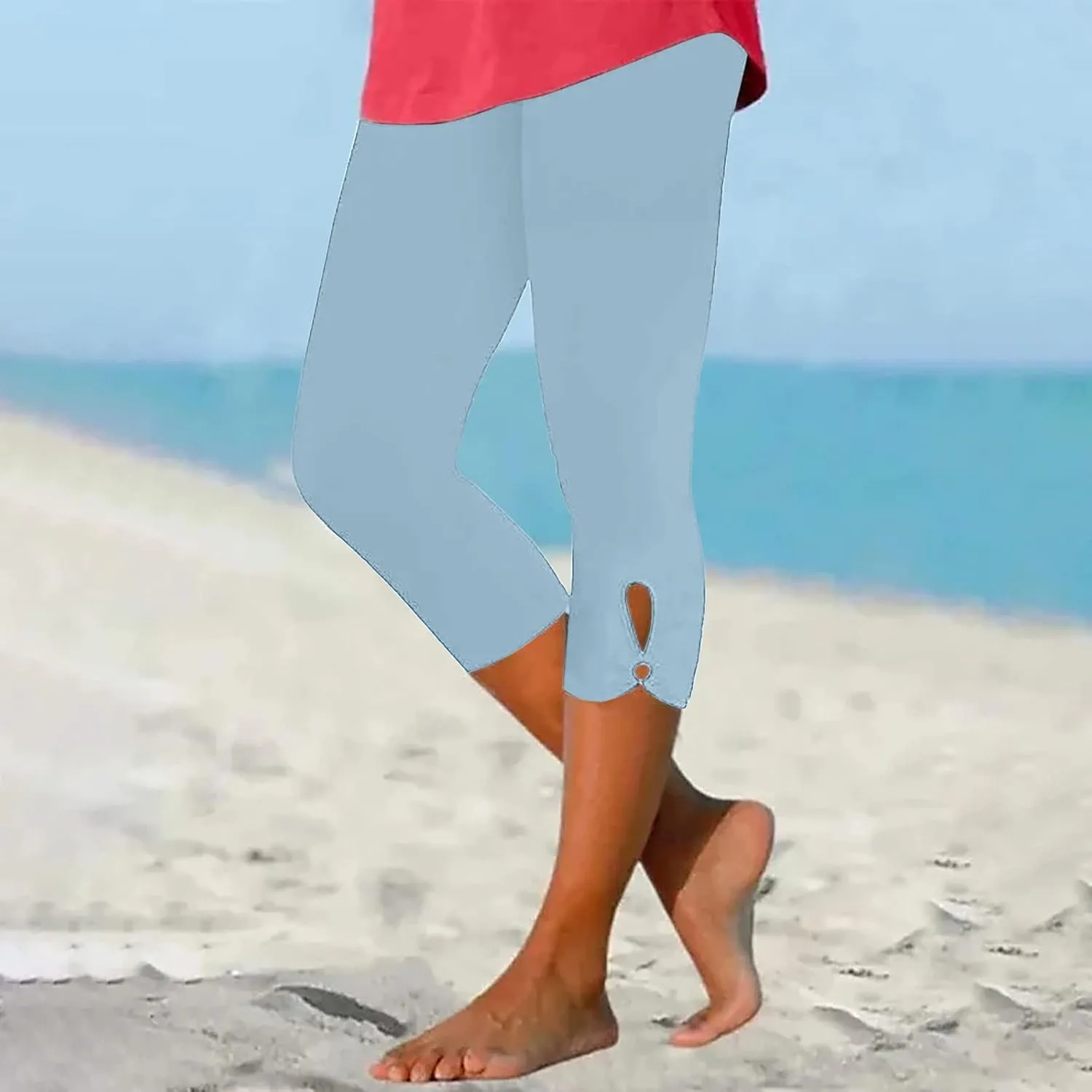 Womens Capri Leggings Summer Plus Size Capris Workout Yoga High Waisted Capri Pants Casual Pull On Capris