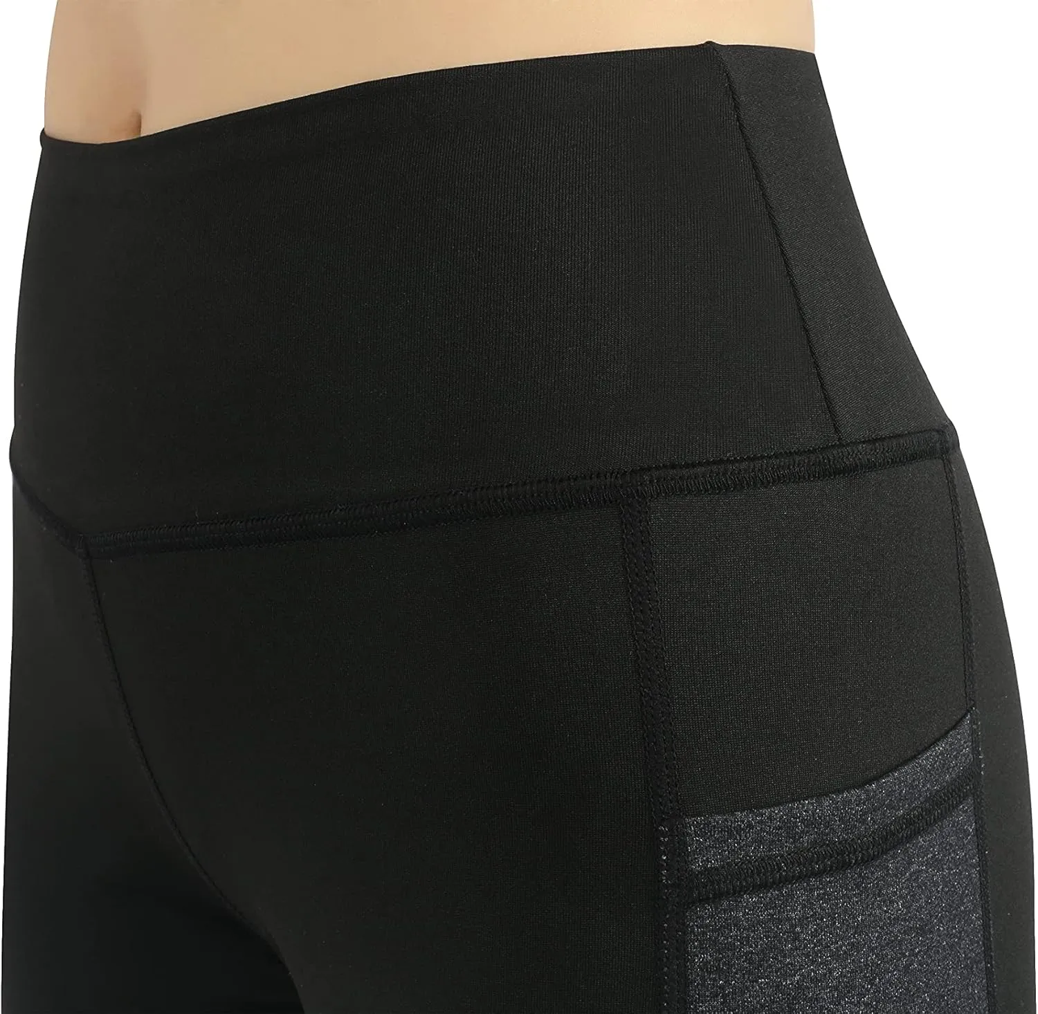 Zinmore Women's Knee Length Tights Yoga Shorts Workout Pants Running Leggings with Pockets
